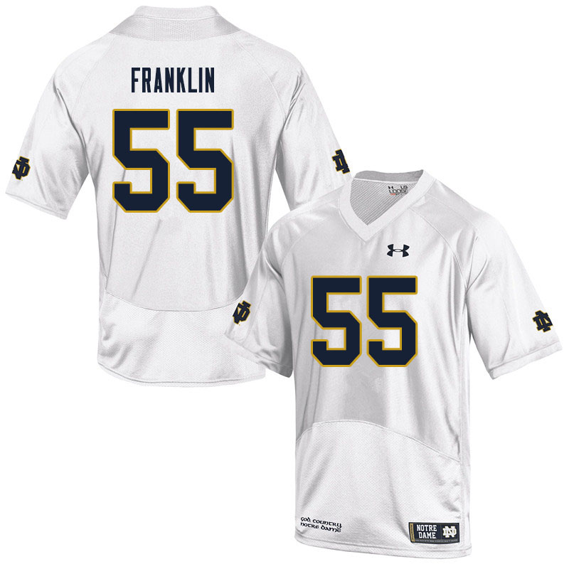 Men's NCAA Notre Dame Fighting Irish #55 Ja'Mion Franklin Stitched College Under Armour Authentic White Football Jersey IZ10J31PH